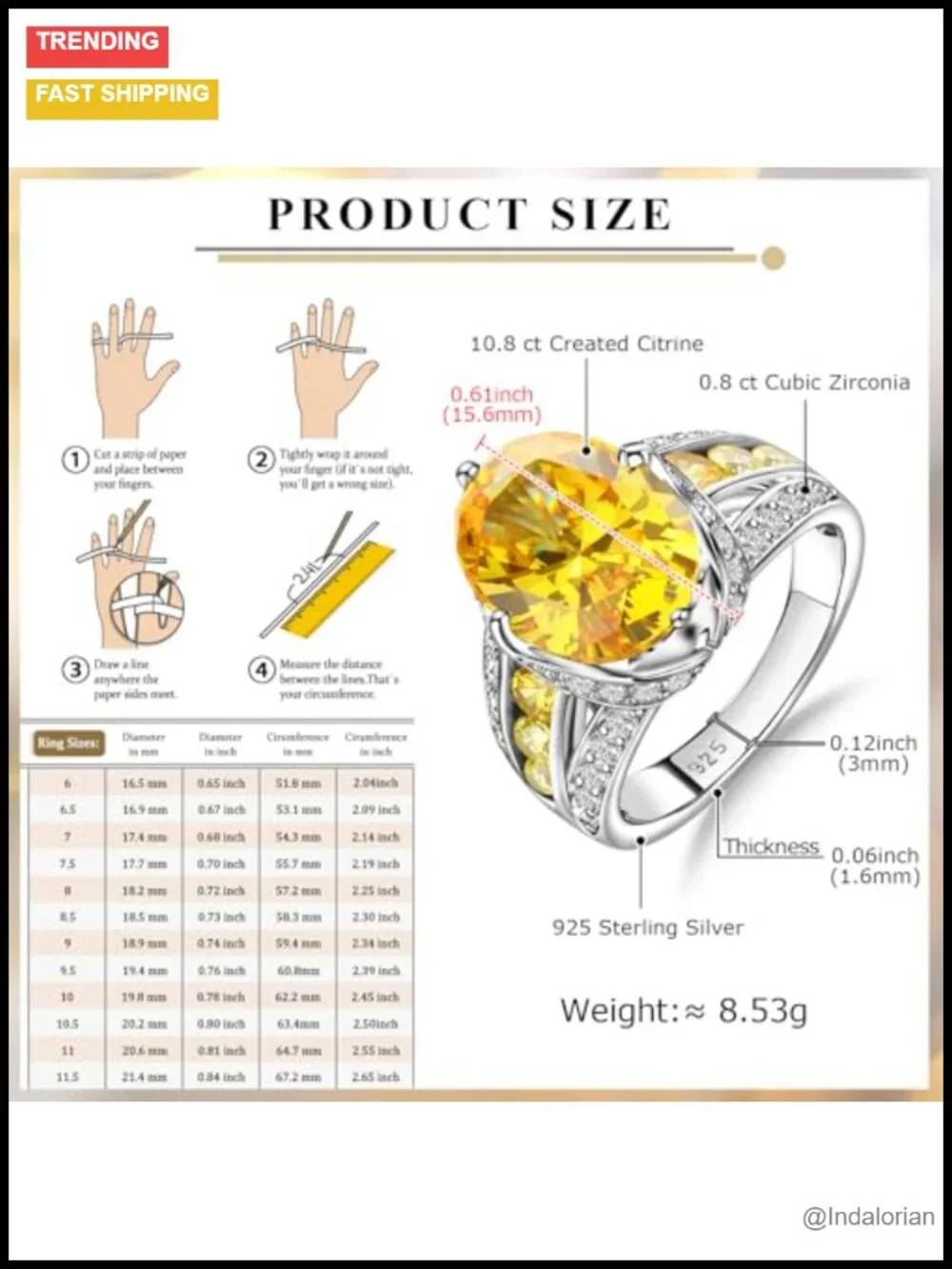 Sterling Silver Oval Engagement Ring 925 Silver Plated Statement